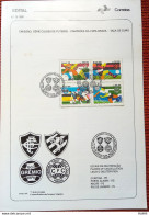 Brochure Brazil Edital 1988 15 Football Gremio Sport Curitiba Fluminense With Stamp CBC PE Recife 1 - Lettres & Documents
