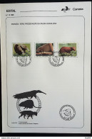 Brochure Brazil Edital 1988 12 Preservation Of Brazilian Fauna Anteater With Stamp CBC DF Brasília - Lettres & Documents