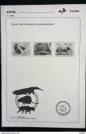 Brochure Brazil Edital 1988 12 Preservation Of Brazilian Fauna Tamanduá Without Stamp - Lettres & Documents