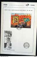Brochure Brazil Edital 1988 05 Nelson Piquet Champion Formula 1 Car Flag With Stamp CBC RJ - Lettres & Documents