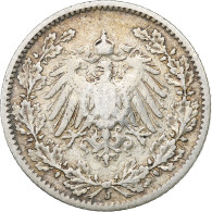 Monnaie, GERMANY - EMPIRE, 1/2 Mark, 1905, Hambourg, TB, Argent, KM:17 - 1/2 Mark