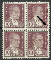 Turkey; 1950 5th Ataturk Issue 10 P. ERROR "Postalar Instead Of Postaları" MNH** - Neufs