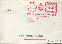 X0209 Italia,red Meter Freistempel Roma 1937 Ente Nazionale Industrie Turistiche - Franking Machines (EMA)