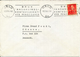 Norway Cover Sent To Denmark Oslo 9-2-1959 Single Franked (Bruk Innsamlingskontrollkonti Ved Pengegaver) - Covers & Documents