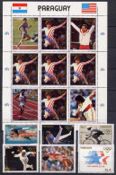 Paraguay 1985 Olympic Games Los Angeles, Athletics, Swimming, Cycling, Fencing Sheetlet + 6 Stamps MNH - Sommer 1984: Los Angeles