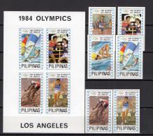 Philippines 1984 Olympic Games Los Angeles, Boxing, Swimming, Windsurfing, Cycling, Athletics Set Of 6 + S/s Imperf. MNH - Sommer 1984: Los Angeles