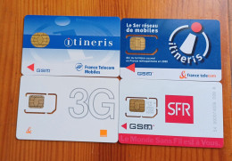 LOT 4 CARTES GSM SIM ITINERIS FRANCE TELECOM SFR T.B.E !!! - Otros & Sin Clasificación
