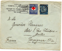 YOUGOSLAVIE.1939 .BIENFAISANCE . VIGNETTE "B1" CROIX-ROUGE. LETTRE Pour LA FRANCE - Briefe U. Dokumente