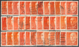 SPAIN- 1954/56, GENERAL FRANCO STAMP QTY : 36 REDUSED SPECIAL PRICE # 825, USED. - Gebraucht