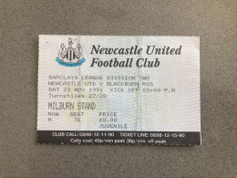 Newcastle United V Blackburn Rovers 1991-92 Match Ticket - Match Tickets