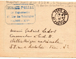 FRANCE.1917."HOPITAL  AUXILIAIRE  60. S.S.B.M.PARIS (SEINE) - War Of Algeria