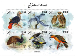 Liberia 2023, Animals, Extinct Birds, Parrot, Owls, 6val In BF - Owls