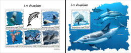 Guinea 2023, Animals, Dolphins, 5val In BF +BF - Delfine