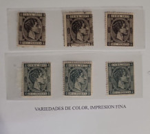 O) 1877 CUBA, KING ALFONSO XII, 50c Black, ALFONSO XII 25c  Green, VARIETY OF COLOR FINE PRINTING. EXCELLENT CONDITION - Autres & Non Classés