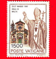 VATICANO - Usato - 1991 - Viaggi Di Giovanni Paolo II Nel 1990 - Malta - 1500 L. - Used Stamps