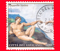 VATICANO - Usato - 1994 - Restauro Della Cappella Sistina - Creazione Dell'uomo - 500 - Oblitérés