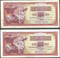 Jugoslavia 1981 100 Dinari 2 Banconote - Yugoslavia