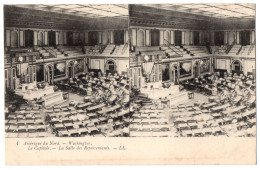 CPA  Stéréoscopique - ETATS UNIS - 4. WASHINGTON. Le Capitole. La Salle Des Représentants - LL  - Cartes Stéréoscopiques