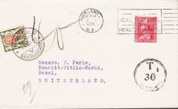 1934. New Zealand.  Georg V In Admiral Uniform 1 D On Small Envelope To Basel, Schweiz Cance... (MICHEL 174+) - JF545411 - Covers & Documents