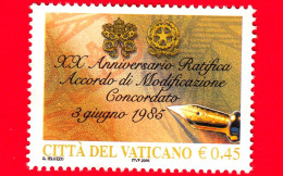 VATICANO - Usato - 2005 - 20º Anniversario Dell'accordo Di Modificazione Del Concordato - Penna E Stemmi - 0.45 - Used Stamps