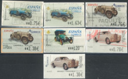 SPAIN- 2001/04, CARS STAMPS LABELS SET OF 7, DIFFERENT VALUES, USED. - Gebruikt