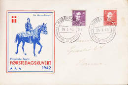 1942. DANMARK. CHRISTIAN X 10 + 20 ØRE On FDC KØBENHAVN 29.9.42.  Fine Cachet: Der Rider ... (Michel 269+271) - JF544735 - FDC