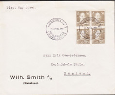 1945. DANMARK. CHRISTIAN X 50 ØRE In 4block On FDC KØBENHAVN 19. APRIL 1945.   (Michel 276) - JF544750 - FDC