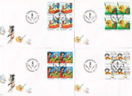 2002. DANMARK. Comics For Children Complete Set In 4blocks On FDC 16.1.2002.  (Michel 1299-1302) - JF544771 - Briefe U. Dokumente