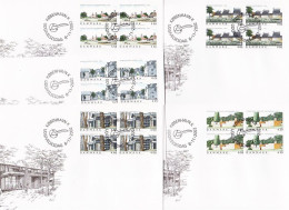 2003. DANMARK. BUILDINGS Complete Set In 4blocks On FDC 27.8.2003.  (Michel 1343-1347) - JF544789 - Cartas & Documentos