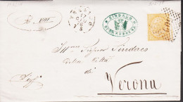 1876. ITALIA. VIKTOR EMANUEL. 10 CMI. On Beautiful Envelope To Verona Cancelled 509 And TREVIJ... (Michel 17) - JF544832 - Afgestempeld