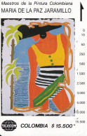TARJETA DE COLOMBIA DE TELECOM DE $15500 MAESTROS DE LA PINTURA (MARIA DE LA PAZ JARAMILLO) MUJER CARIBE - Colombie