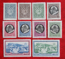 Paus Pius XII Pope 1945 Mi 103-112 Yv 112-119 + Expresse (3.5 L = NO GUM) Ongebruikt MH * VATICANO VATICAN VATICAAN - Unused Stamps