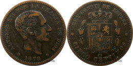 Espagne - Royaume - Alphonse XII - 5 Centimos 1878 OM - TTB/XF45 - Mon5022 - First Minting