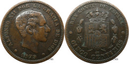 Espagne - Royaume - Alphonse XII - 5 Centimos 1879 OM - TTB/XF40 - Mon6502 - Premières Frappes