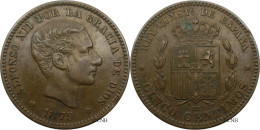 Espagne - Royaume - Alphonse XII - 5 Centimos 1879 OM Très Léger Clip - TTB+/AU50 - Mon5788 - First Minting
