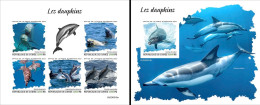 Guinea 2023, Animals, Dolphins, 5val In BF +BF IMPERFORATED - Dolphins