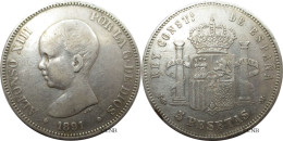 Espagne - Royaume - Alphonse XIII - 5 Pesetas 1891 * 18 91 PG-M - TTB/XF40 - Mon4668 - First Minting