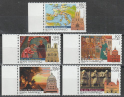 D 1758) San Marino 1999 Mi# 1840-44 **: Pilgerreisen Nach Rom, Landkarte, Fresko - Unused Stamps