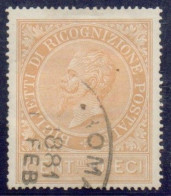 REGNO - 1874  RICOGNIZIONE POSTALE - Catalogo Sassone N. 1 Annullato. - Taxe