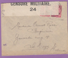 LETTRE AVEC COB NO 132 X 2 POUR LA HAYE,OUVERTE PAR LA CENSURE MILITAIRE BELGE,1916. - Armée Belge