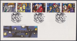 GB Great Britain 1992 FDC Christmas, Christianity, Christian, Religion, Festival, Pictorial Postmark, First Day Cover - Covers & Documents