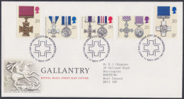 GB Great Britain 1990 FDC Gallantry, Awards, Horse, Armed Forces, Military, Pictorial Postmark, First Day Cover - Brieven En Documenten