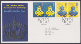 GB Great Britain 1990 FDC Queen's Awards For Export & Technology, Pictorial Postmark, First Day Cover - Brieven En Documenten