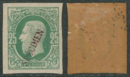 Essai De Couleur - émission 1869 çàd 25C En Vert Gommé + Surcharge SPECIMEN. - Proofs & Reprints