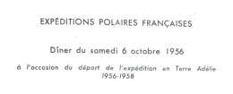 EPF 1956, 2eme Expé AGI,carton Invitation 6 Oct 1956, Départ Norsel 7 Oct Havre, TP TAAF Norsel Obl 7/10/81 - Covers & Documents