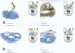 COREE DU NORD  2009  4 FDC WWF-SPATULES YVERT N°3831/3834 - FDC