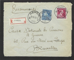 Mengfrankering Leopold III Op Aangetekende Briefvoorzijde - Devant De Lettre Recommandé - HAMOIR - 1952 - 1936-1951 Poortman