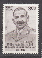 INDIA, 1999, Birth Centenary Of Brigadier Rajinder Singh, 1st Recepient Of M.V.C Medal, MNH, (**) - Unused Stamps