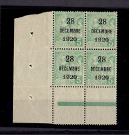 MONACO - N°48 ** - COIN DE FEUILLE - BLOC DE 4 - TB - Unused Stamps