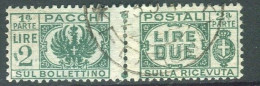 LUOGOTENENZA 1946 PACCHI POSTALI 2 LIRE USATA - Postal Parcels